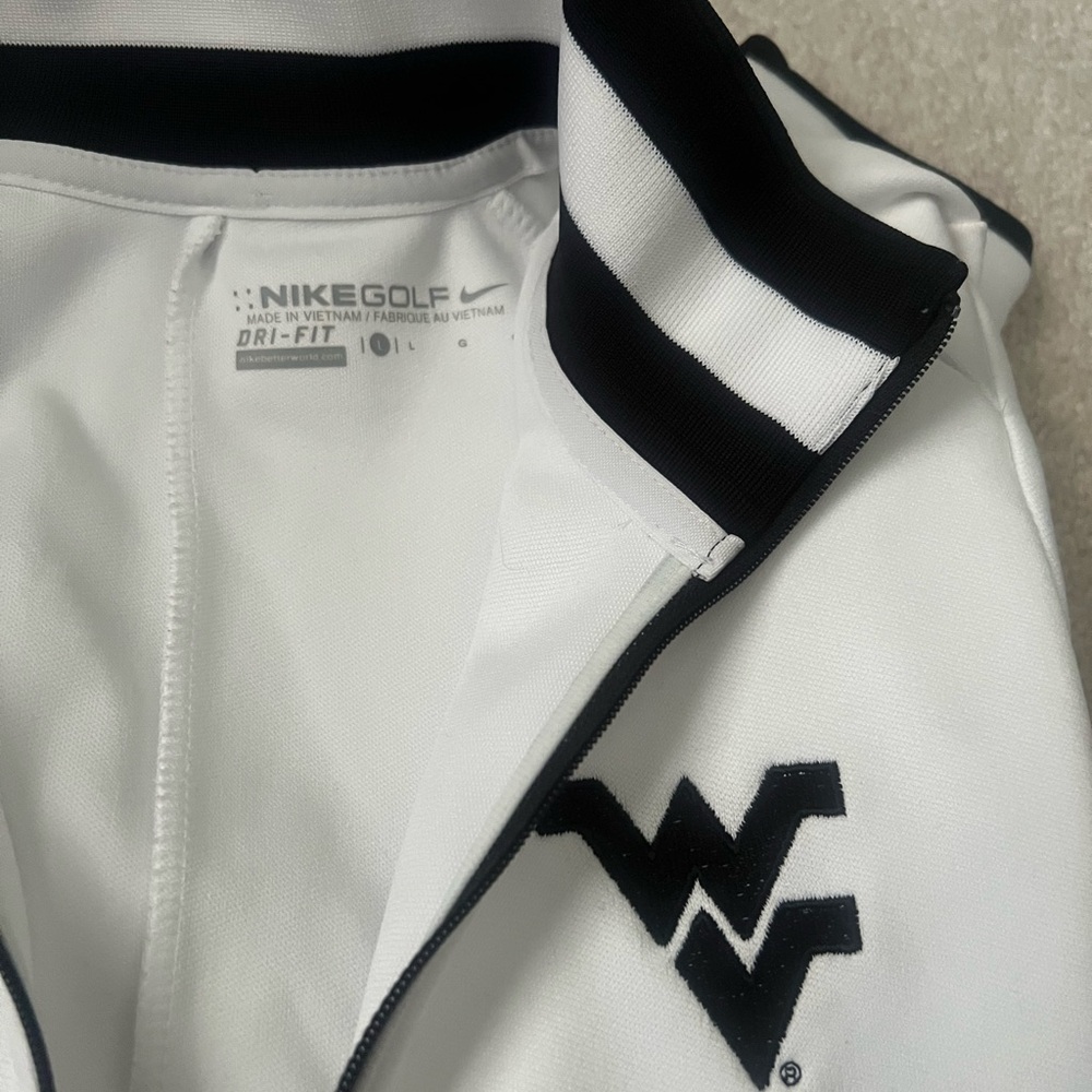 Nike Dry Fit WVU White and Black Quarter-Zip Pullover - Picture 2 of 2